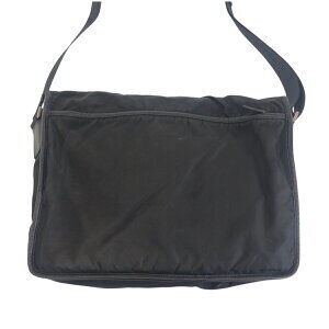 Prada shoulder plate bag logo messenger Tessuto leather triangular Nylon black